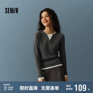 森馬（Semir）森馬毛衣女短款假兩件含羊毛針織衫24冬新款保暖內(nèi)搭109724107015