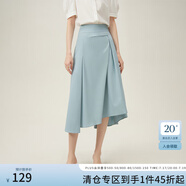 范思藍(lán)恩法式不規(guī)則a字半身裙女中長(zhǎng)款設(shè)計(jì)感氣質(zhì)百褶裙24FS12104 油畫(huà)藍(lán) XS