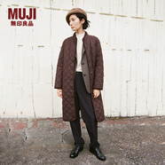 無印良品（MUJI）女式 可水洗絎縫大衣外套女款棉服冬菱格棉衣中長款女裝 BD0YVA4A 深棕色 L (165/88A)