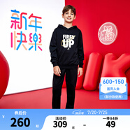 NIKE 3BRAND 耐克男女童純棉毛圈衛(wèi)衣褲子套裝2025春季兒童休閑套裝 正黑色【純棉毛圈】 120 /60 【建議身高110-116cm】