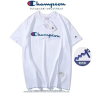 冠軍（CHAMPION）夏季純棉短袖刺繡潮牌新款T恤圓領(lǐng)寬松男女學(xué)生休閑大碼情侶上衣 白色大長(cháng)條T恤 2XL