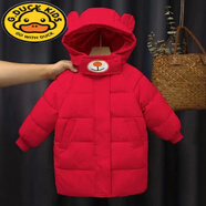 G.DUCKKIDS兒童羽絨服2023冬季新款中長款棉襖女寶寶男童洋氣時尚外穿上衣 紅色 110 正碼