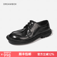 dreambox鈞博vibram夏季薄款男士休閑皮鞋水洗馬皮輕便透氣男鞋 黑色 42