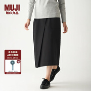無印良品 MUJI 女式 橫豎彈力絲光斜紋 輕便半長喇叭裙 BEK01C0S 黑色 S