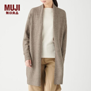 無印良品 MUJI 女式 含牦牛絨毛圈花式線長(zhǎng)開衫長(zhǎng)袖針織衫毛衣女裝W9AA052 深咖啡棕色 M-L (165/88A）
