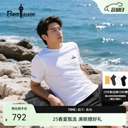 比音勒芬（Biemlfdlkk）【安心品質(zhì)冰舒棉】2025夏新款男士上衣親膚休閑運(yùn)動(dòng)圓領(lǐng)短袖T恤 28米白 XL （110）