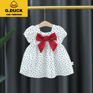 G.DUCKKIDS童裝女童連衣裙夏款洋氣兒童小女孩公主裙0一1-3歲嬰兒女寶寶裙子 熒光黃 愛(ài)心夢(mèng)語(yǔ)-黑 80 cm