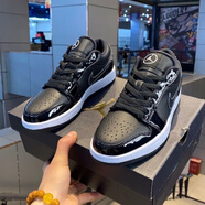 NBA VIBE-Nike耐keaj1低幫白灰爆裂紋小眾復(fù)古籃球鞋男女ins休閑運(yùn)動(dòng)滑板 aj低幫漆皮黑武士(新款原盒高品 39