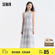 森馬觀(guān)園吉聯(lián)名連衣裙女肌理國風(fēng)夏收腰寬松掛脖長(cháng)裙109324114021