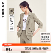 尚都比拉職業(yè)通勤西裝套裝女春秋正裝西服外套褲子面試兩件套 淺咖色 M