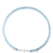 沐歡莼海藍寶項鏈女款藍色天然水晶串珠鎖骨鏈純銀小水滴設計感短款珠鏈 小水滴海藍寶項鏈+禮盒