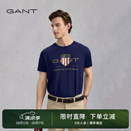 GANT/甘特【100%棉】男女情侶款學(xué)院風(fēng)美式休閑圓領(lǐng)短袖重磅T恤 433夜藍(lán)色 M