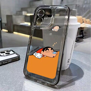 搞怪小新適用15Promax手機(jī)殼iPhone16可愛14透明13全12卡通 太空殼精孔-透灰-小新大頭 iPhone6s