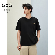GXG男裝 25夏季新品雙色刺繡小標(biāo)休閑簡約 黑色 170/M