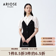 艾諾絲雅詩(shī)商場(chǎng)同款夏季新品假通勤百搭A(yù)型假兩件連衣裙女20429004 黑白色 XL