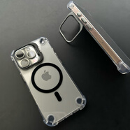 牧后鏡頭支架果凍磁吸適用蘋果16/15promax透明手機殼iPhone14/13/12帶鏡頭膜16Pro全包防摔11pm男女保 五金鏡頭支架【黑色+鏡頭膜】U2氣囊透明磁吸殼 iPhone 15 P