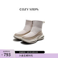COZY STEPS可至男女款冬季COZYLOOP太空鞋羊皮毛一體厚底保暖防寒羊毛雪地靴 暖意灰白+燕麥奶棕（8108） 39