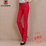 AEMAPE牛仔褲女裝2025春夏新款喇叭時(shí)尚顯瘦高腰韓版修身長(zhǎng)褲 紅色_8181  28 _碼105-115斤