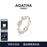 AGATHA/璦嘉莎 小豬鼻情侶對戒指男女士【生日禮物】送女友老婆高級感 拼色鋯石 54