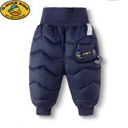 G.duck寶寶羽絨褲子2025新款嬰幼兒童褲子冬裝休閑高腰外穿保暖褲萌趣潮 深藍色 90cm可開(kāi)檔