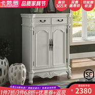 卡梵羅（KAFANLUO） 美式鞋柜實(shí)木三四門五門對(duì)開門鞋柜復(fù)古實(shí)木地中海彩繪歐式雕花 象牙白實(shí)木兩門86*38*110cm