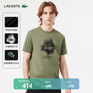 LACOSTE【王一博同款】法國(guó)鱷魚男裝25春夏新款休閑運(yùn)動(dòng)款圓領(lǐng)T恤|TH8917 BMY/卡其綠 XL 6