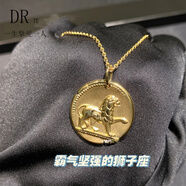 DRTE法國新品18K金十二星座項鏈女金幣黃.金毛衣鏈長款字母定制禮物 V.C 白羊座.項鏈