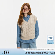 范思藍恩老錢風(fēng)氣質(zhì)絞花針織開衫馬甲背心polo領(lǐng)套頭毛衣女14149 背心款 M
