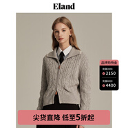 ELAND衣戀針織衫開(kāi)衫格雷系中短款羊毛混紡雙頭拉鏈毛衣 淺灰色(16)L/Grey S (160)