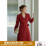 獨(dú)束大碼女裝法式小翻領(lǐng)連衣裙女夏季新款遮肉顯瘦雪紡裙子 紅色長(zhǎng)袖 L