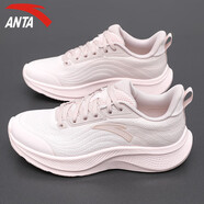 安踏（ANTA）女鞋運(yùn)動(dòng)鞋子女漫步2秋季新款網(wǎng)面透氣一體織跑步鞋 余粉白/藕灰-2 36