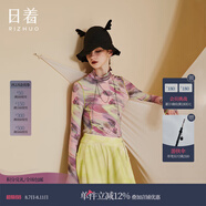 日著（rizhuo）原創(chuàng)設(shè)計(jì)女裝2024冬季新款撞色小高領(lǐng)打底衫印花彈力針織t恤 氣球粉 XL