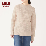 無印良品 MUJI 女式 阿蘭圖案 高領(lǐng)毛衣 長(zhǎng)袖針織衫女款冬季W(wǎng)9AA874 燕麥色 XS (150/76A)