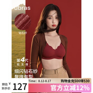 ubras虞書(shū)欣同款鉆石紗夾心軟支撐花瓣杯文胸內衣女胸罩 背心-絲絨紅 L