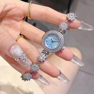 X-GEAR時(shí)來(lái)運轉手表山茶花手鏈女表雙排鉆爆閃小表盤(pán)腕表新款七夕禮物 淺海藍【珍珠貝母+雙排鋯石】