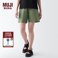 無(wú)印良品（MUJI）女式 水洗 平紋 短褲女夏 褲子 休閑短褲 多巴胺純棉全棉BEC27A3S 卡其色 S 155/62A