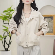 AEMAPE歐洲站立領(lǐng)工裝外套女2025年春季新款超好看別致寬松百搭小眾夾克 象牙白 常規(guī) M 建議100斤以內(nèi)