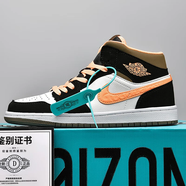 嗒欄帕aj男鞋空軍一號男學(xué)生籃球鞋男防臭透氣運動(dòng)休閑鞋子男莆田板鞋男 摩卡粉【高幫】 37