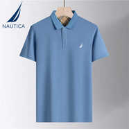 諾帝卡（NAUTICA）舒適透氣商務(wù)休閑短袖T恤翻領(lǐng)棉質(zhì)POLO衫 淺藍 M