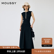 moussy 夏季新品優(yōu)雅氣質(zhì)重工不規(guī)則褶皺連衣裙010HA233-3831 020黑色 S