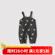 巴厘小豬嬰兒背帶褲秋冬季夾絲加厚保暖連身長褲連體衣服休閑 灰底香蕉 73 cm