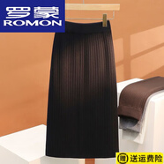 羅蒙（ROMON）羊毛針織半身女秋冬中長(zhǎng)款包臀開叉一步高腰毛線修身直筒 黑色【裙長(zhǎng)60】 S 【建議90斤以內(nèi)】