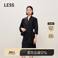 LESS春秋綿羊毛西裝裙女氣質OL職場高知收腰連衣裙子2O7G14780 001本黑 L