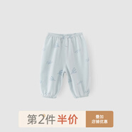 乖奇熊夏季男女寶寶薄款長褲嬰兒純棉薄款防蚊褲新生兒褲子外穿 魚水藍(lán)/海鷗翱翔 純棉 80