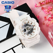 卡西歐（CASIO）運動手表女學(xué)生款電子表babyg黑色時尚防水小黑表BA-110GA BA-110XGA-7A1PR