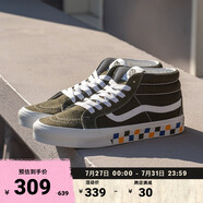 VANS范斯官方 Sk8-Mid Reissue薄荷曼波綠彩色棋盤格印花情侶板鞋 墨綠色 36