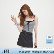 范思藍(lán)恩秋季高腰短裙女2024新款灰色氣質(zhì)通勤淑女韓版小A字裙子女送腰帶 深灰色 L
