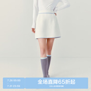 樂(lè)町撞邊A字半身裙秋冬新款毛呢短裙高腰顯瘦少女風(fēng)時(shí)尚半裙 米白(現(xiàn)貨) L