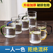 青蘋(píng)果玻璃杯帶把手高硼硅耐高溫待客泡茶杯家用喝水杯套裝 加厚簡(jiǎn)約杯6色裝 400ml