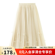 顏域黑色網(wǎng)紗半身裙秋季2024新款女士通勤時尚顯瘦休閑高腰百褶裙 淺杏 S/36